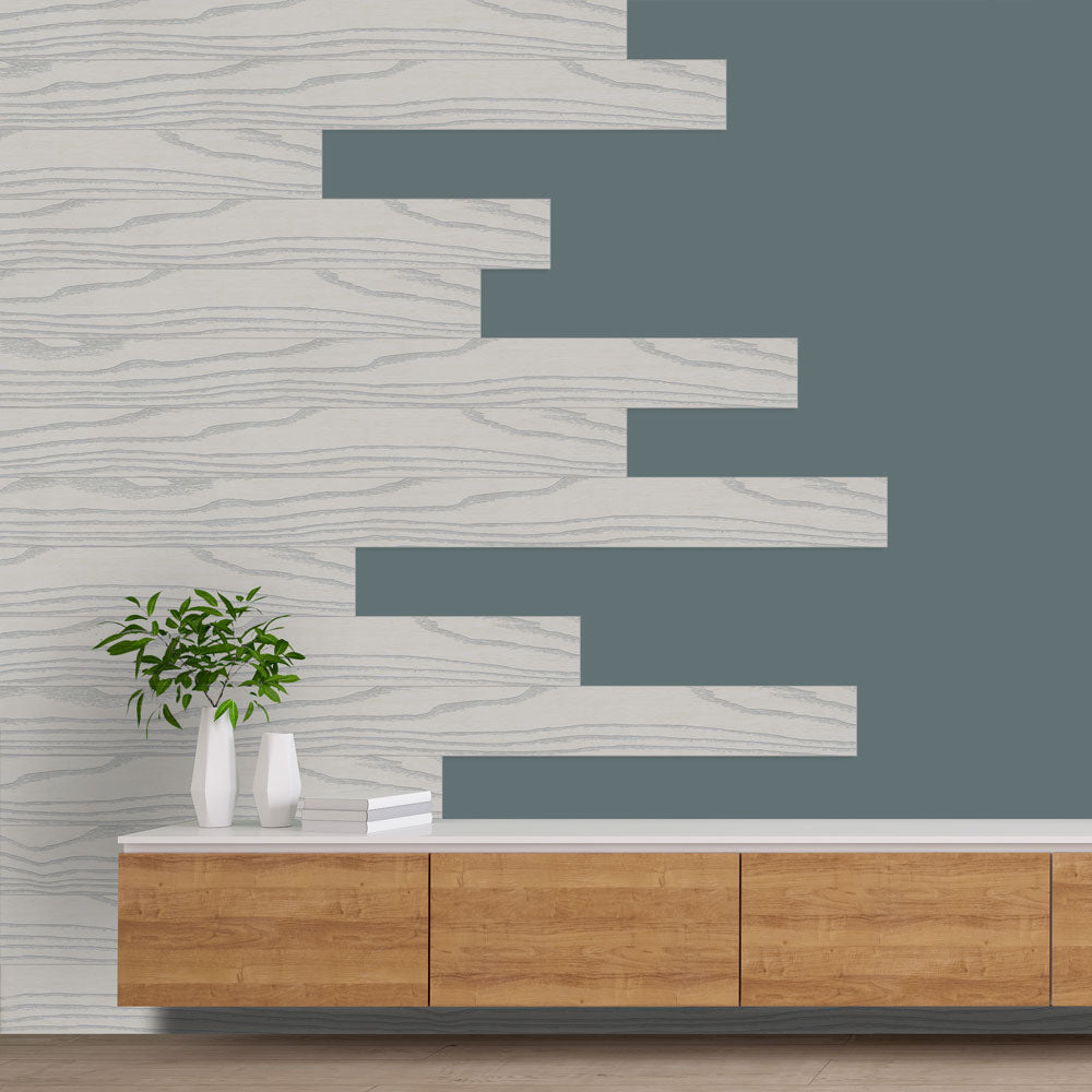 Silver Sand Wood Stripe Stair Sticker, Peel and Stick Staircase Decals, Self-Adhesive Waterproof Stair Riser Stickers, 7.87'x118.1'