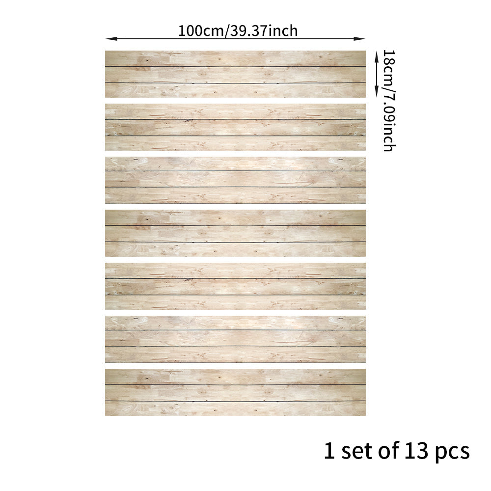 Natural Wood Stripe Stair Sticker, Peel and Stick Staircase Decals, Self-Adhesive Waterproof Stair Riser Stickers, 7.08'x39.37'