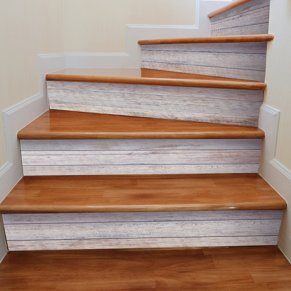 Color Wood Stripe Stair Sticker, Peel and Stick Staircase Decals, Self-Adhesive Waterproof Stair Riser Stickers, 7.08'x39.37'